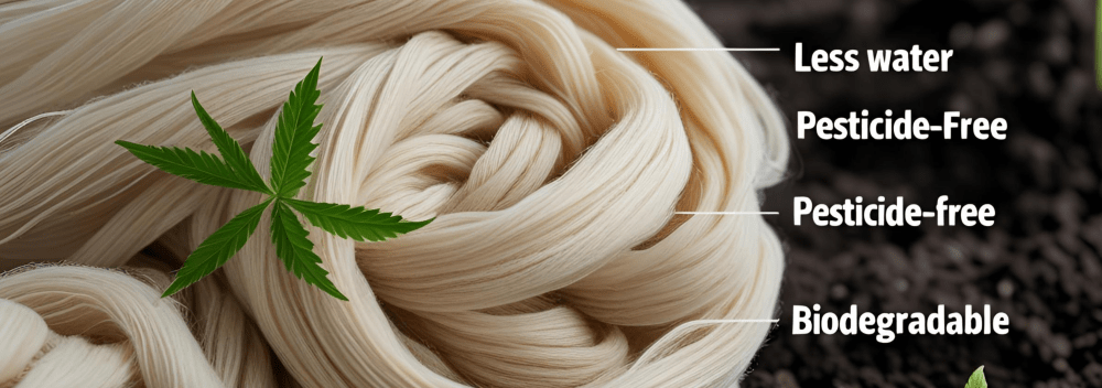  Close-up of natural hemp fibre showcasing its sustainable qualities.